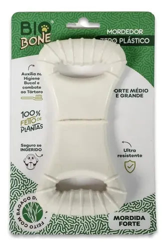 Brinquedo Mordedor Natural Grande Biobone P Cães S/ Plástico Cor Branco - Mordida Forte
