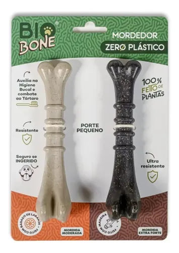 Mordedor Cães Pequenos Biocomposto Vegetal Zero Plástico 2 Unid Bio Bone
