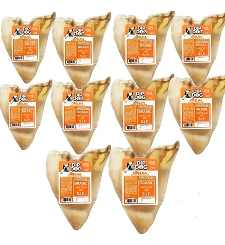Diel Brasil Orelhas Bovina Natural Kit 10 Unidades Higiene Bucal Cães