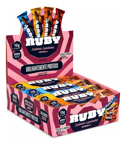 Kit 12 Barrinhas Proteinas Ruby 40g Zero Adição De Açúcar