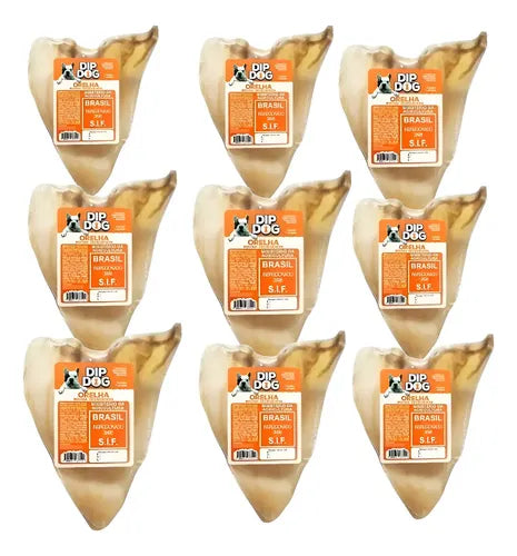 Mordedores Orelhas Bovinas Dip Dog Desidratadas Kit Com 9und