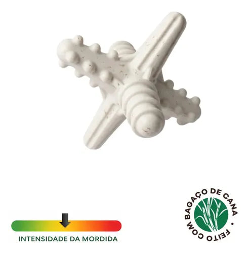 Mordedor Asterisco Natural P/ Cães Pet Biobone Zeroplastic P Cor Branco - Mordida Forte