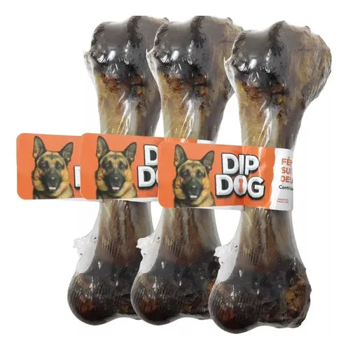 Kit 3 Ossos Fêmur Suíno Natural Desidratado Para Cachorros Grandes