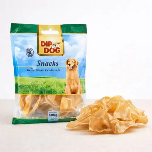 Mordedor Orelha Bovina Natural Cachorros Pacote 500g Dip Dog